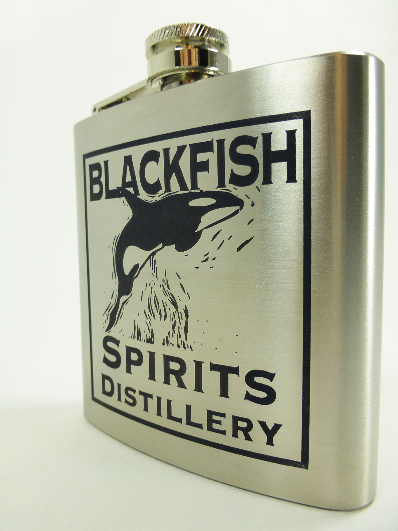 Stainless steel flask with black cermarked image